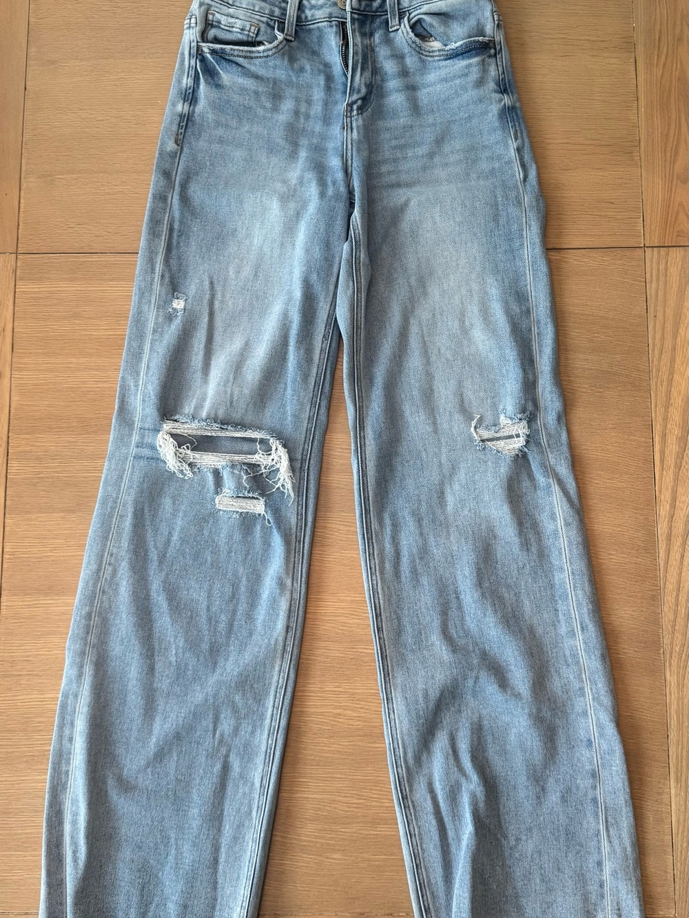 Flying Monkey Light Blue Denim Jeans with Brown Stitching